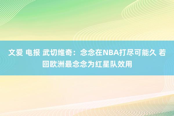 文爱 电报 武切维奇：念念在NBA打尽可能久 若回欧洲最念念为红星队效用