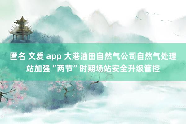 匿名 文爱 app 大港油田自然气公司自然气处理站加强“两节”时期场站安全升级管控