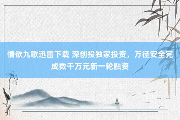 情欲九歌迅雷下载 深创投独家投资，万径安全完成数千万元新一轮融资