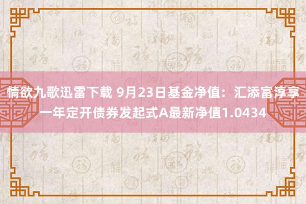 情欲九歌迅雷下载 9月23日基金净值：汇添富淳享一年定开债券发起式A最新净值1.0434