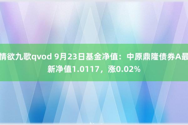 情欲九歌qvod 9月23日基金净值：中原鼎隆债券A最新净值1.0117，涨0.02%