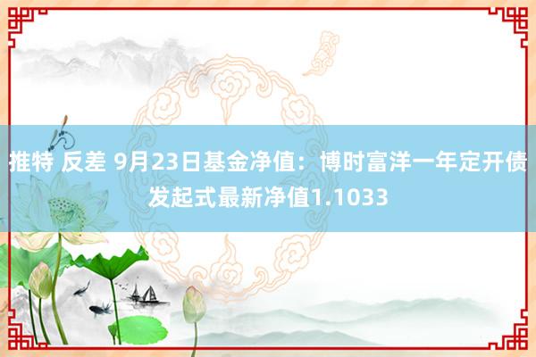 推特 反差 9月23日基金净值：博时富洋一年定开债发起式最新净值1.1033