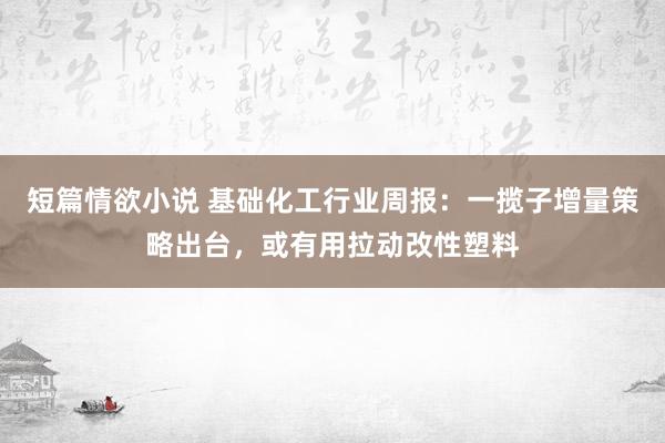 短篇情欲小说 基础化工行业周报：一揽子增量策略出台，或有用拉动改性塑料