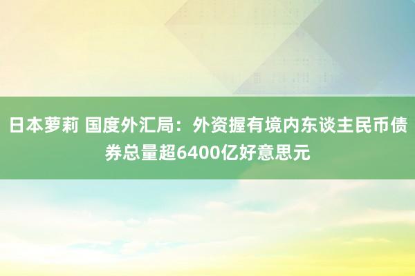 日本萝莉 国度外汇局：外资握有境内东谈主民币债券总量超6400亿好意思元