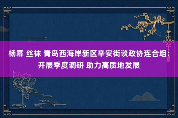 杨幂 丝袜 青岛西海岸新区辛安街谈政协连合组：开展季度调研 助力高质地发展