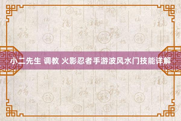 小二先生 调教 火影忍者手游波风水门技能详解