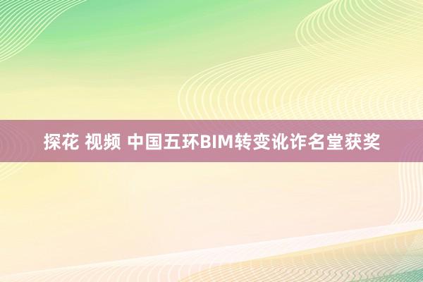 探花 视频 中国五环BIM转变讹诈名堂获奖