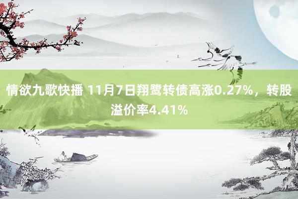 情欲九歌快播 11月7日翔鹭转债高涨0.27%，转股溢价率4.41%