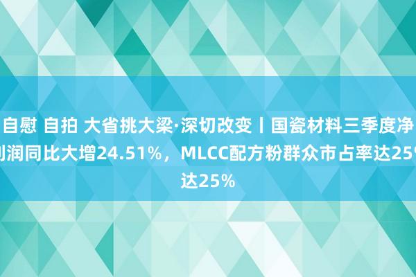 自慰 自拍 大省挑大梁·深切改变丨国瓷材料三季度净利润同比大增24.51%，MLCC配方粉群众市占率达25%