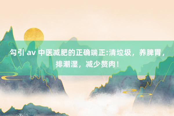 勾引 av 中医减肥的正确端正:清垃圾，养脾胃，排潮湿，减少赘肉！