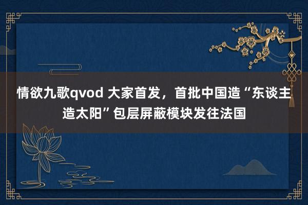 情欲九歌qvod 大家首发，首批中国造“东谈主造太阳”包层屏蔽模块发往法国