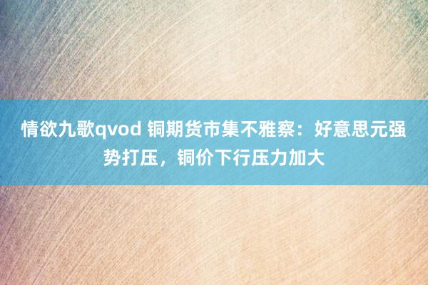 情欲九歌qvod 铜期货市集不雅察：好意思元强势打压，铜价下行压力加大