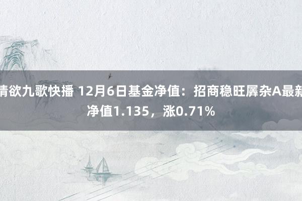 情欲九歌快播 12月6日基金净值：招商稳旺羼杂A最新净值1.135，涨0.71%