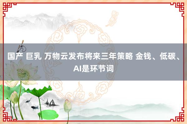 国产 巨乳 万物云发布将来三年策略 金钱、低碳、AI是环节词