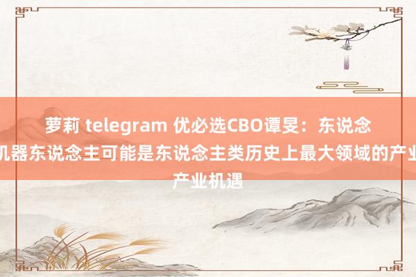 萝莉 telegram 优必选CBO谭旻：东说念主形机器东说念主可能是东说念主类历史上最大领域的产业机遇