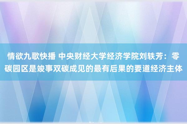 情欲九歌快播 中央财经大学经济学院刘轶芳：零碳园区是竣事双碳成见的最有后果的要道经济主体