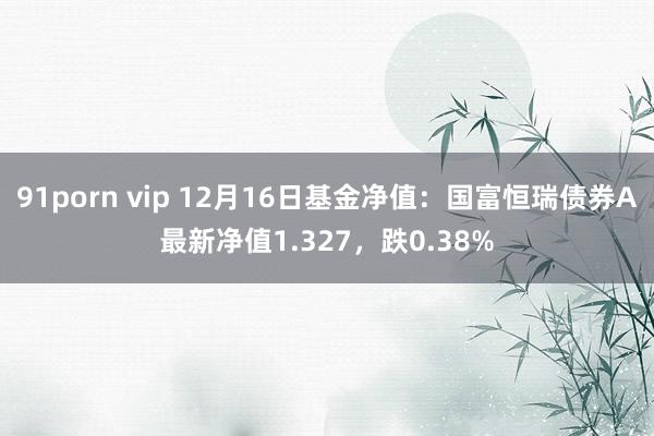 91porn vip 12月16日基金净值：国富恒瑞债券A最新净值1.327，跌0.38%