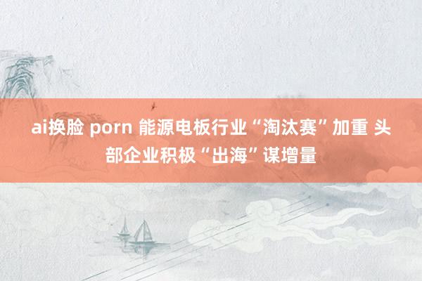 ai换脸 porn 能源电板行业“淘汰赛”加重 头部企业积极“出海”谋增量