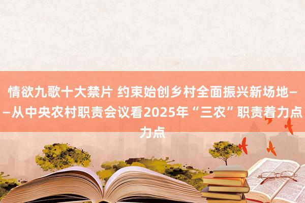 情欲九歌十大禁片 约束始创乡村全面振兴新场地——从中央农村职责会议看2025年“三农”职责着力点