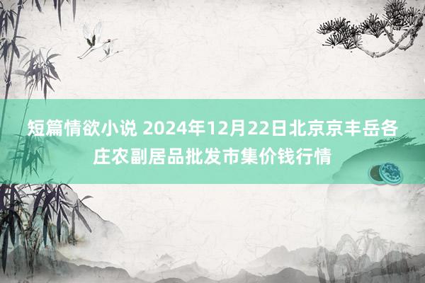 短篇情欲小说 2024年12月22日北京京丰岳各庄农副居品批发市集价钱行情