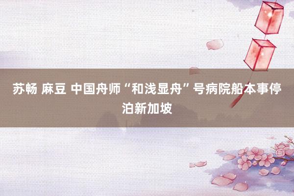 苏畅 麻豆 中国舟师“和浅显舟”号病院船本事停泊新加坡