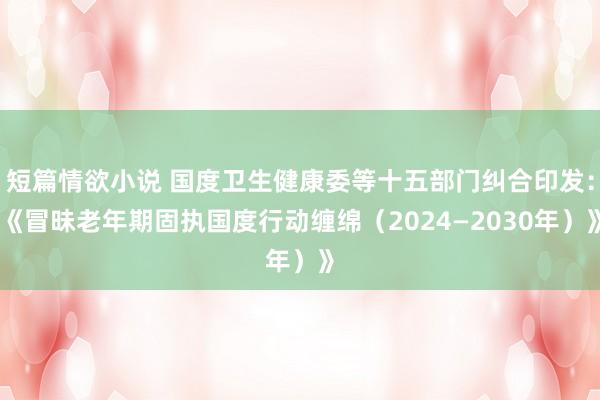 短篇情欲小说 国度卫生健康委等十五部门纠合印发：《冒昧老年期固执国度行动缠绵（2024—2030年）》