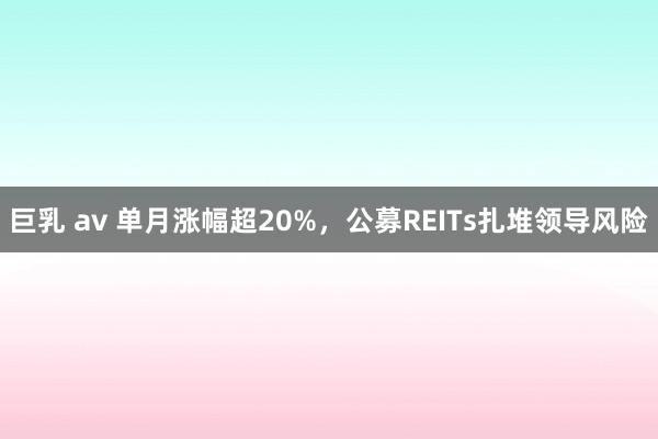 巨乳 av 单月涨幅超20%，公募REITs扎堆领导风险