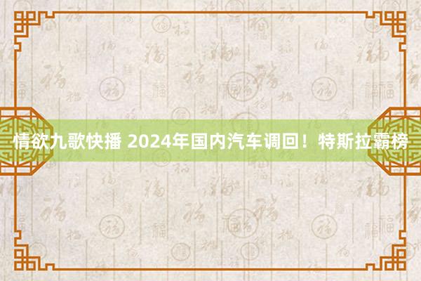 情欲九歌快播 2024年国内汽车调回！特斯拉霸榜