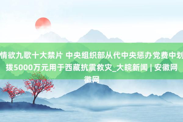 情欲九歌十大禁片 中央组织部从代中央惩办党费中划拨5000万元用于西藏抗震救灾_大皖新闻 | 安徽网