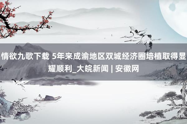 情欲九歌下载 5年来成渝地区双城经济圈培植取得显耀顺利_大皖新闻 | 安徽网