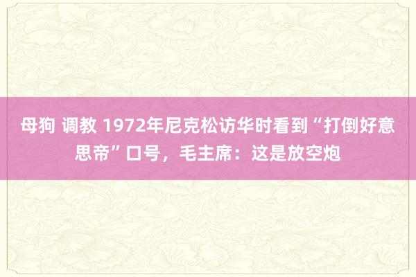 母狗 调教 1972年尼克松访华时看到“打倒好意思帝”口号，毛主席：这是放空炮