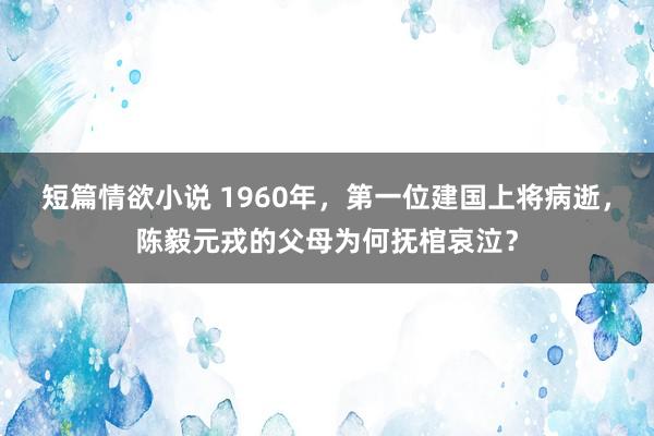 短篇情欲小说 1960年，第一位建国上将病逝，陈毅元戎的父母为何抚棺哀泣？