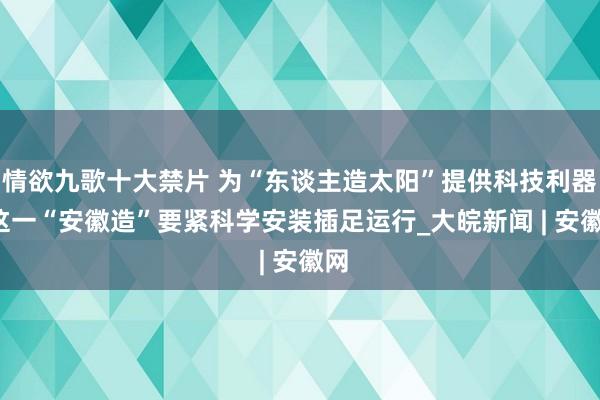 情欲九歌十大禁片 为“东谈主造太阳”提供科技利器  这一“安徽造”要紧科学安装插足运行_大皖新闻 | 安徽网