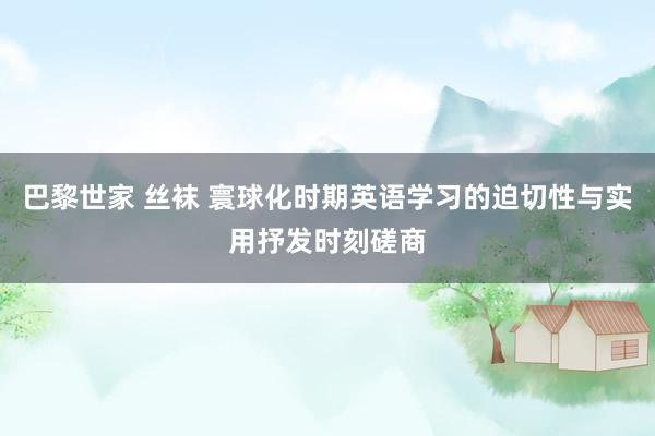 巴黎世家 丝袜 寰球化时期英语学习的迫切性与实用抒发时刻磋商