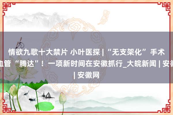 情欲九歌十大禁片 小叶医探 | “无支架化” 手术让血管 “腾达”！一项新时间在安徽抓行_大皖新闻 | 安徽网